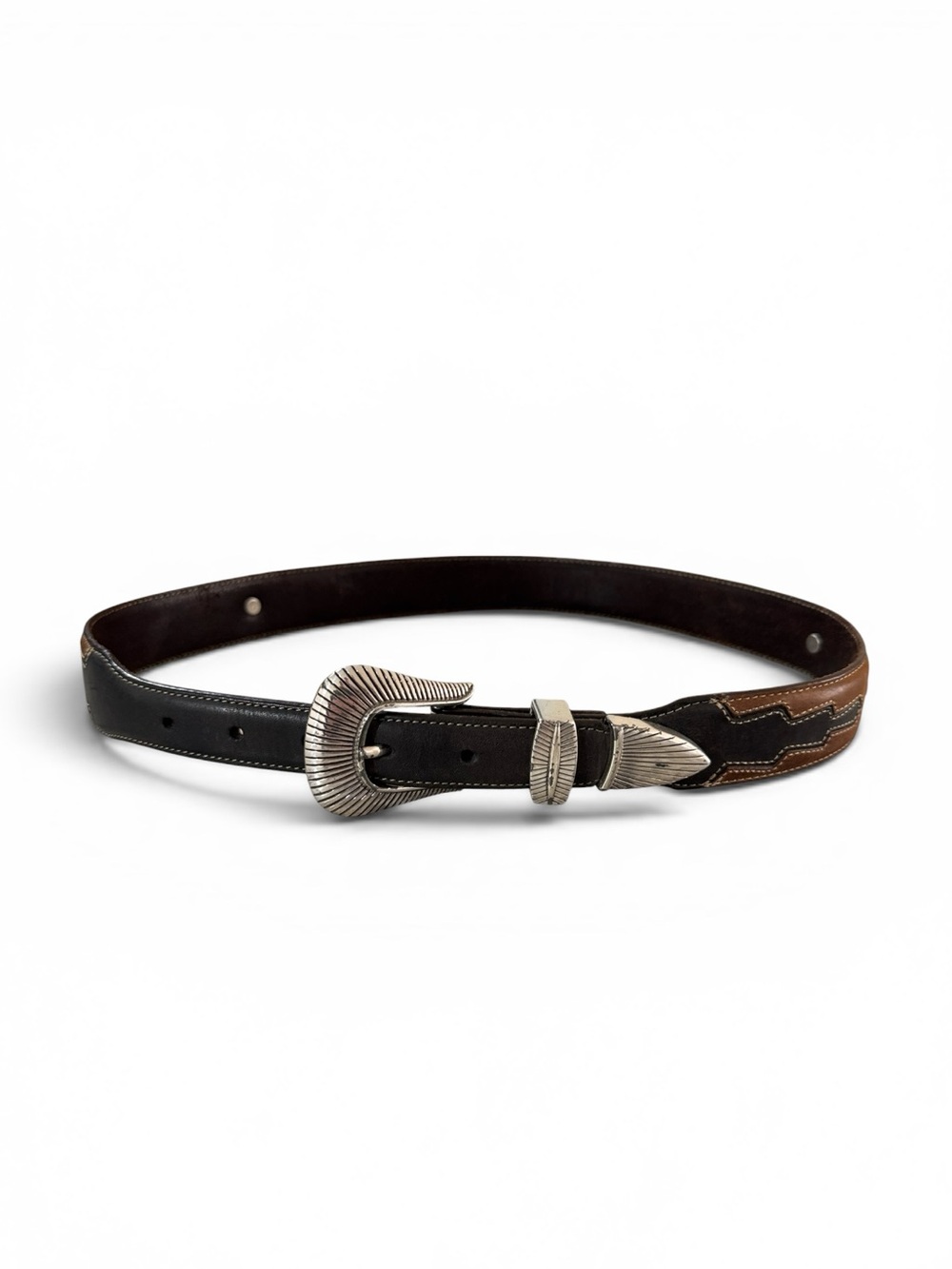 Silver Creek Classics mens 32 black brown buffalo nickel western style belt